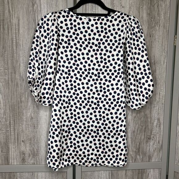 Hi There from Karen Walker Top Satin Polka Dot Balloon Sleeves Size 2 - Picture 4 of 5